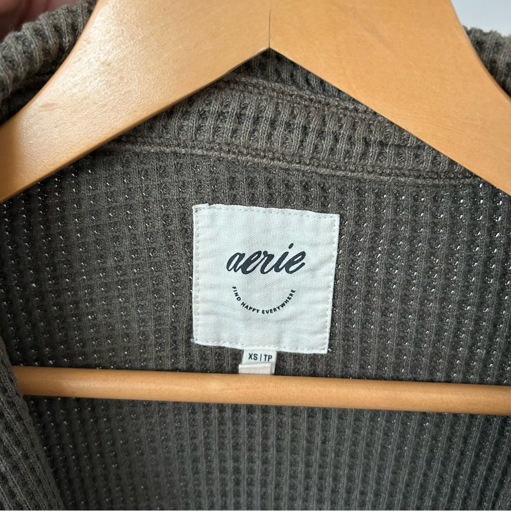 Aerie Oversized Lumberjane Waffle Knit Button Shirt Jacket Shacket - Picture 5 of 8
